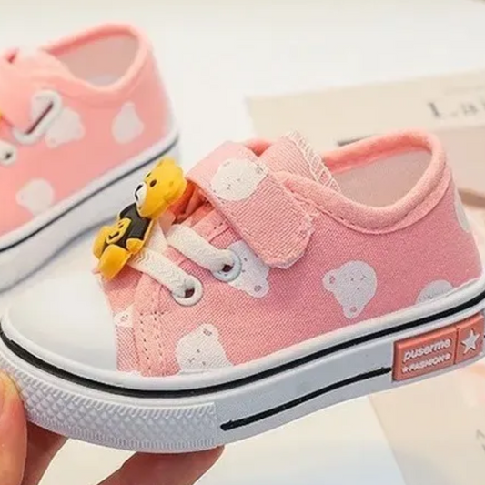 Tenis De Bebé Varios Colores Osito Lona Niño Niña