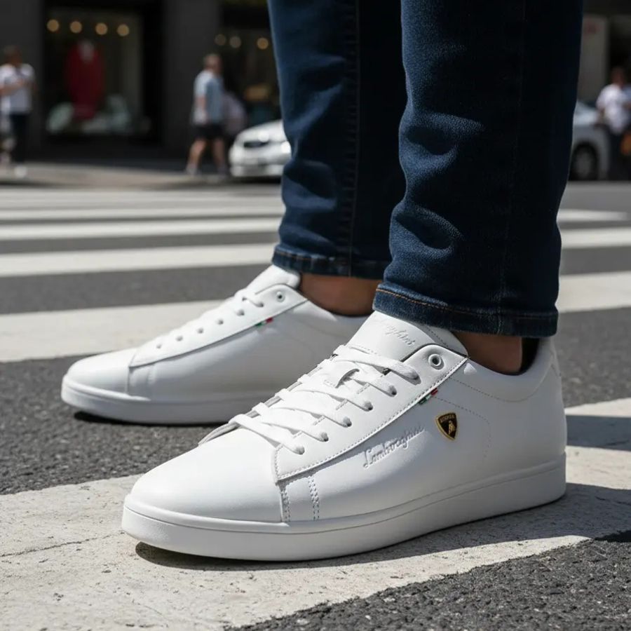 Tenis Caballero Sneakers Casual Lamborghini 7785 Negro Blanco
