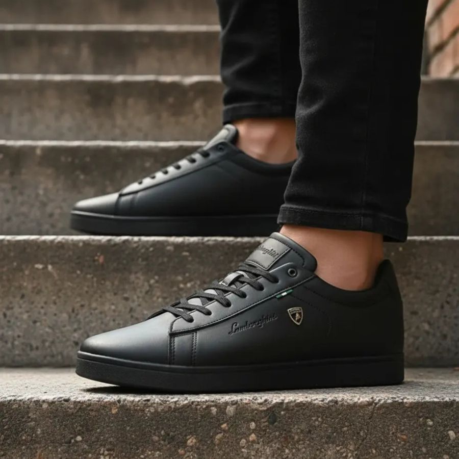 Tenis Caballero Sneakers Casual Lamborghini 7785 Negro Blanco