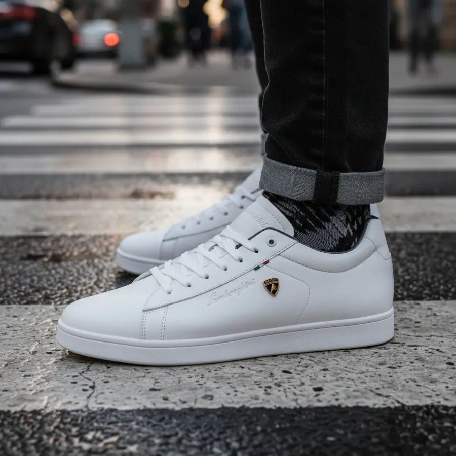 Tenis Caballero Sneakers Casual Lamborghini 7785 Negro Blanco