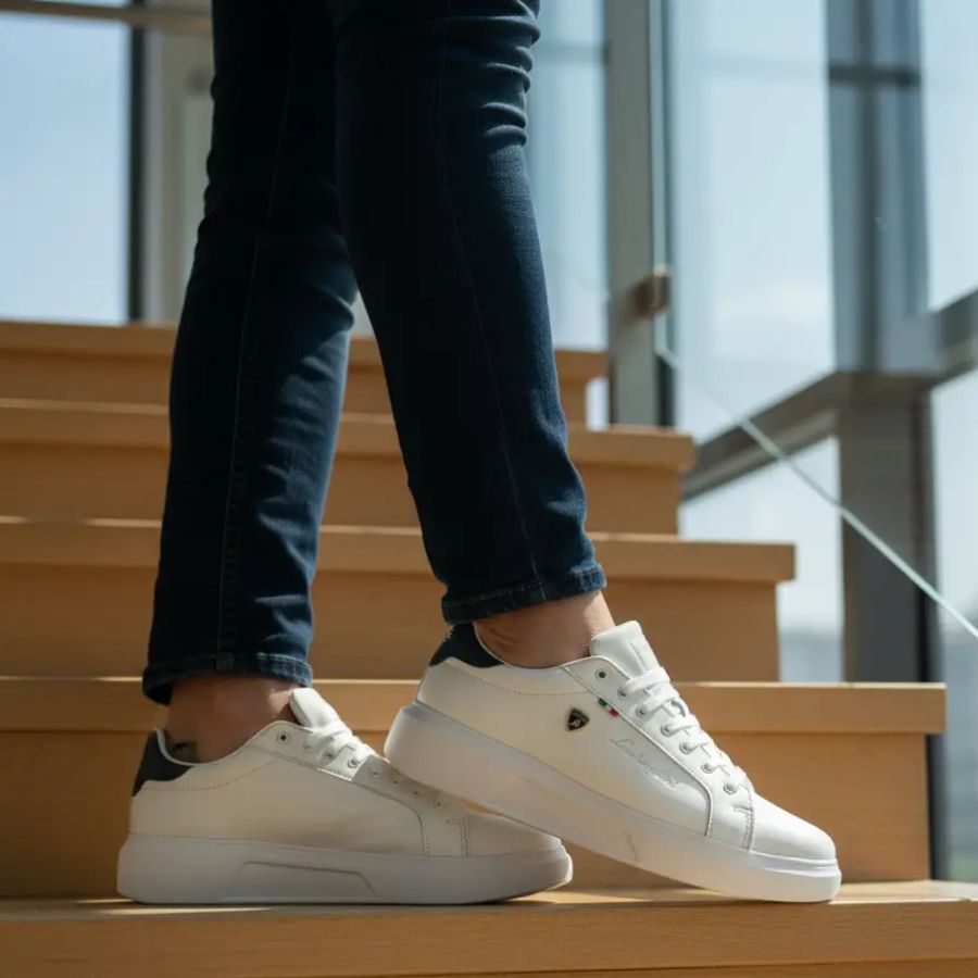 Tenis Caballero Sneakers Casual Lamborghini 7784 Negro Blanco