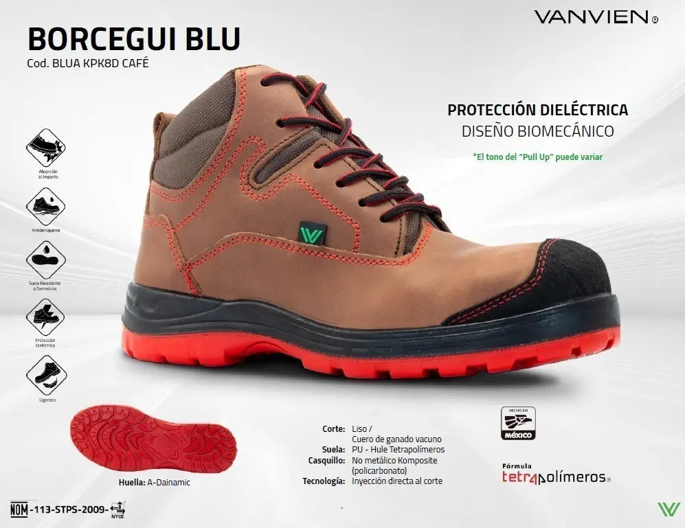 Bota Industrial Van Vien Blua Dieléctrica Café Negro